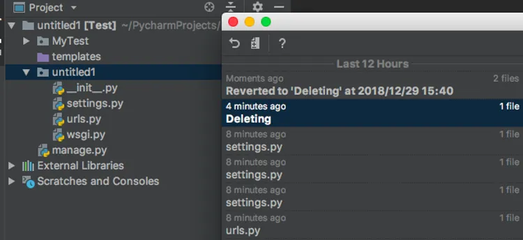 PyCharmで間違えてファイルを削除した時の復元方法