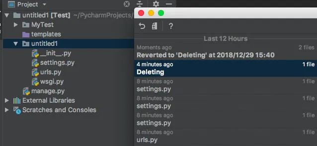 PyCharmで間違えてファイルを削除した時の復元方法